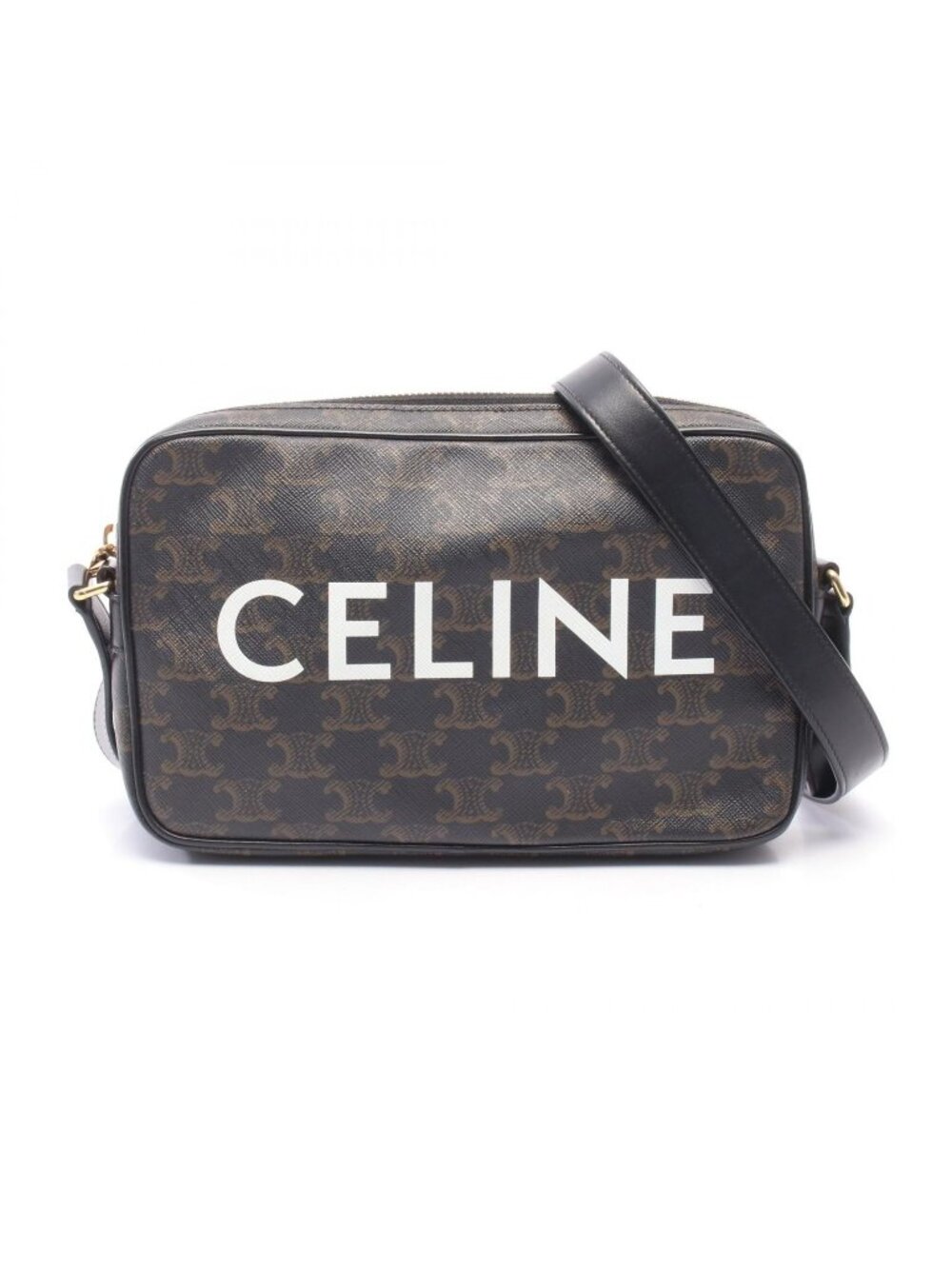Celine Shoulder Bag Triomphe Medium Dark Brown Leather